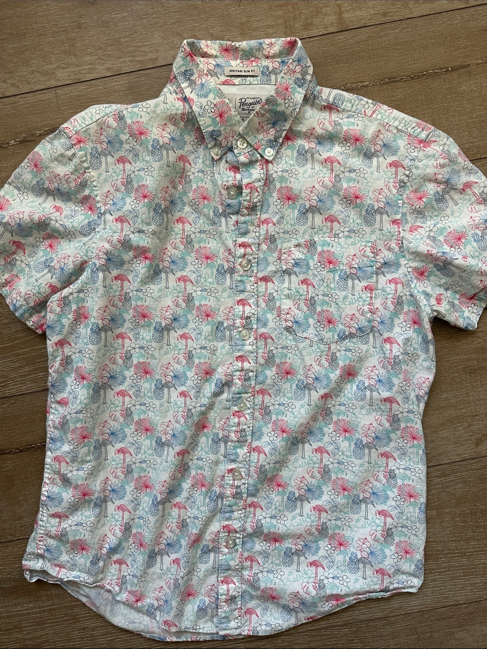Original Penguin Pink & Light Blue Flamingo-Print Button-Down Shirt